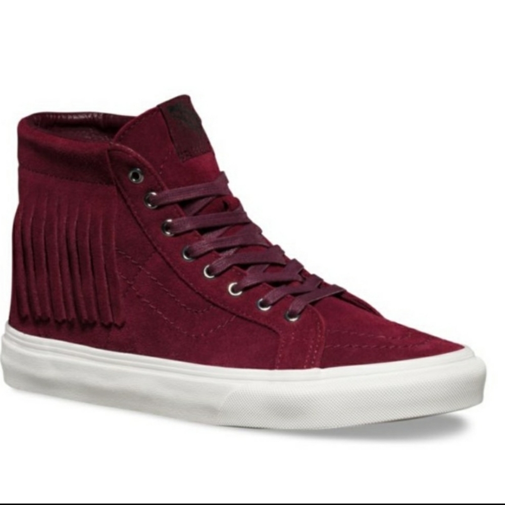 Vans suede fringed burgundy hightop sneakers
